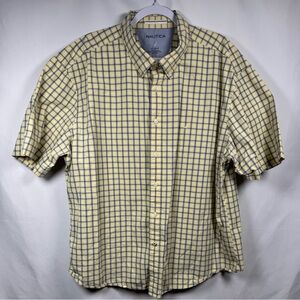 Nautica Yellow and Blue Casual Button Down Shirt XXL